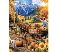 Diamond Painting Cortijo, Carro Diamond Painting Adultos, DIY Pintura de Diamante Kit Manualidades Adultos 5D Creart Kit Punto de Cruz Pintura Diamante para Decoración Pared Hogar 30x40cm, Model542