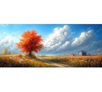 Diamond Painting Cottagea, 5D Diamond Painting Adultos Vista, DIY Kit Manualidades Adultos, 5D Punto de Cruz Cuadro Diamante, DIY Pintura de Diamante Kits, Home Decor, Primavera Decor 200x100cm 4-8338