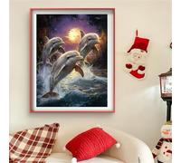 Diamond Painting Delfín Diamond Painting Adultos Pájaro 5D Cristal de Estrás Pintura por Manualidades, Kit de Punto de Cruz, Puzzle de Diamantes, Arts and Crafts Para Navidad Decoración 20x30cm J0-141