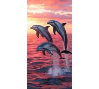 Diamond Painting, Delfín océano Pintura Diamante Kit Manualidades Adultos, 5D Diamond Painting Adultos Dibujos DIY Diamantes para la Decor de la Pared del Hogar, Regalos para Mujer 90x180cm U-326