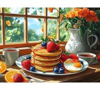 Diamond Painting Desayuno, Pintura Diamantes Niños Regalos, DIY Punto Diamante Cuadros Manualidades para Adultos, 5D Puzzle de Diamantes Ventana Cuadros en Punto de Cruz, Decor Home 60x80cm C4-174