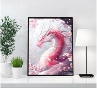 Diamond Painting Dragón, Flor Diamond Painting Adultos, Kit Completo de Pintura de Diamante para Adultos y Niños, DIY 5D Cristal Pintura De Diamante Para Decoración De Pared Del Hogar 20x30cm NT6-PL