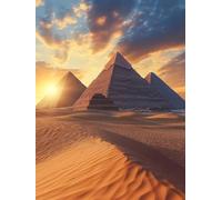 Diamond Painting Egipto Pintura Diamante Pirámide Diamond Painting Adultos Niños 5D Cristal Strass Punto de Cruz Puzzle de Diamantes Manualidades, Decoración de Pared del Hogar Regalos 50x70cm 6e-13J
