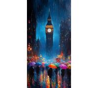 Diamond Painting El Gran Ben, 5D Diamond Painting Kit Paraguas, 5D Cuadro Diamantes Embroidery Kit Pintura Diamante Bordado DIY Full Drill Round per Decorazioni Casa Pareti, Regalo 50x100cm 9-ML418F