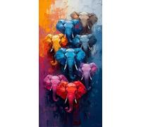 Diamond Painting Elefante, 5D Diamond Painting Kit Animal, 5D Cuadro Diamantes Embroidery Kit Pintura Diamante Bordado Principiantes DIY Full Drill Round per Decorazioni Casa Pareti 60x120cm 8-GA6509