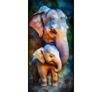 Diamond Painting Elefante, 5D Diamond Painting Kit Animal, 5D Cuadro Diamantes Embroidery Kit Pintura Diamante Bordado Principiantes DIY Full Drill Round per Decorazioni Casa Pareti 40x80cm G-RA4707
