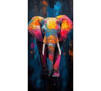 Diamond Painting Elefante, 5D Diamond Painting Kit Animal, 5D Cuadro Diamantes Embroidery Kit Pintura Diamante Bordado Principiantes DIY Full Drill Round per Decorazioni Casa Pareti 60x120cm W-45497N