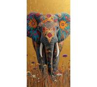Diamond Painting Elefante, 5D Diamond Painting Kit Flor, 5D Cuadro Diamantes Embroidery Kit Pintura Diamante Bordado Principiantes DIY Full Drill Round per Decorazioni Casa Pareti 80x160cm 8-4V4053