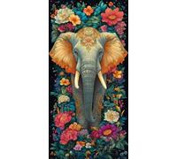 Diamond Painting Elefante, 5D Diamond Painting Kit Flor, 5D Cuadro Diamantes Embroidery Kit Pintura Diamante Bordado Principiantes DIY Full Drill Round per Decorazioni Casa, Regalo 40x80cm 3-24501G