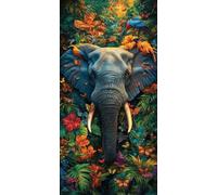 Diamond Painting Elefante, 5D Diamond Painting Kit Mariposa, 5D Cuadro Diamantes Embroidery Kit Pintura Diamante Bordado Principiantes DIY Full Drill Round per Decorazioni Casa 50x100cm C-FN4846