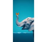 Diamond Painting Elefante, 5D Diamond Painting Kit Mariposa, 5D Cuadro Diamantes Embroidery Kit Pintura Diamante Bordado Principiantes DIY Full Drill Round per Decorazioni Casa 70x140cm O-P75884