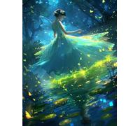 Diamond Painting Elfos, 5D Diamond Painting Adultos Paisaje, DIY Manualidades Adultos Kit Punto de Cruz, Cuadro Diamantes Art Rhinestones Bordado Kit, Decoración Hogar, Regalo Mujer 100x130cm V-6818