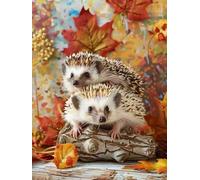 Diamond Painting Erizo Pintura Diamante, 5D Dibujos con Diamantes Manualidades Adultos, DIY Cristal Pintura Diamante Punto de Cruz, Regalo Mujer, Navidad Decoracion Hogar 90x120cm Hojas arce Z1-294