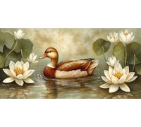 Diamond Painting estanque,5D Diamond Painting Adultos Manualidades,Pato Pintura Diamante Punto de Cruz Pintura Kit,Artes Artesanal para Decoracion Navidad Decoracion Salon,Regalo Mujer 40x70CM D-214