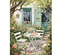 Diamond Painting Fan House Pintura por Números Adultos y Niños, Principiantes con Pinceles y Pinturas Acrílicas de Lienzo Decoración para el Hogar, sin Marco 40 x 50 cm