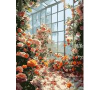 Diamond Painting Fan House Pintura por Números Adultos y Niños, Principiantes con Pinceles y Pinturas Acrílicas de Lienzo Decoración para el Hogar, sin Marco 40 x 50 cm