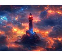 Diamond Painting Faro Pintura de Diamante Punto de Cruz Kit Completo llama Dibujos con Diamantes, Pintura Diamante Adultos 5D Pintar con Diamantes, Regalos para Mujer, Home Decoration, 50x70cm m-50