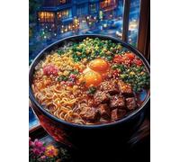 Diamond Painting Fideos Hechos a Mano Diamond Painting Adultos, Pintura Diamante Cocina Patrón Punto de Cruz Diamante Dibujos con Diamantes Manualidades Adultos, Decoracion Pared 80x110CM -yym2507B7