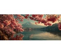 Diamond Painting Flor, 5D Diamond Painting Adultos Monte Fuji, DIY Kit Manualidades Adultos, 5D Punto de Cruz Cuadro Diamante, DIY Pintura de Diamante Kits, Home Decor, Primavera Decor, 60x30cm 8-3539