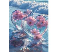 Diamond Painting Flor 5D Diamond Painting Adultos Océano Pintura Diamante Manualidades Bordado de Punto de Cruz Kit Completo para Niños, DIY Mosaico Cristal Art Kit, Decoracion Hogar 50x70cm G-1207
