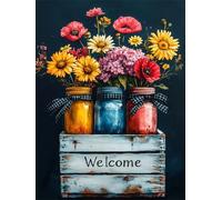 Diamond Painting Flor 5D Pintura de Diamante Abstracto Diamond Painting Kit Completo, Manualidades Adultos, DIY Redondo Taladro Pintura Diamante Para Cuadros Decoracion Salon Modernos 50x70cm X-612