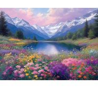 Diamond Painting Flor, 5D Pintura de Diamante Kit Lago Diamond art Painting, DIY Cuadro Diamantes Niños Manualidades Adultos Punto de Cruz Embroidery Set Decoracion Hogar Pared 35x50 cm Q4-1288