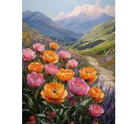 Diamond Painting Flor 5D Pintura de Diamante Paisaje Diamond Painting Kit Completo, Manualidades Adultos, DIY Redondo Taladro Pintura Diamante Kits Para Cuadros Decoracion Salon Modernos 50x70cm X-563