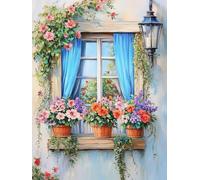 Diamond Painting flor antepecho, DIY 5D Pintar por Numeros Adultos kit Completo, Diamond Painting Punto de Cruz Manualidades Adultos por Niños, Otoño Mujeres Regalos Decoración Hogar 90x120 cm 0b-338