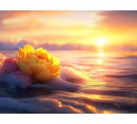 Diamond Painting Flor Diamond Painting Adultos, 5D Atardecer Pintura de Diamante Adultos Principiantes, DIY Round Full Drill Pintar con Diamantes Punto de Cruz Kit para Decoración Hogar 40x50cm 0L-743