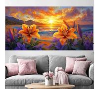 Diamond Painting Flor Diamond Painting Adultos Atardecer,2026 Nuevo DIY Manualidades Adultos 5D Full Drill Rhinestones Bordado Mosaico Art Kit de Pinturas de Diamantes,Decoración Hogar 30x60cm O-490G