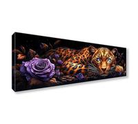 Diamond Painting Flor Diamond Painting Adultos Grande, Pintar con Diamantes Leopardo Puzzle Diamantes Art Kits, DIY 5D Bordado Punto de Cruz Manualidades para Decoracion Hogar Regalo 100x300 cm P0-338