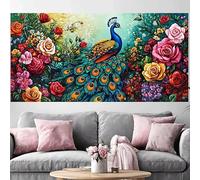 Diamond Painting Flor Diamond Painting Adultos Pavo Real,2026 Nuevo DIY Manualidades Adultos 5D Full Drill Rhinestones Bordado Mosaico Art Kit de Pinturas de Diamantes,Decoración Hogar 80x160cm O-527G