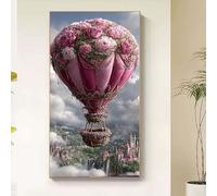 Diamond Painting Flor Diamond Painting Adultos, Pintura Diamante Globo aerostático Dibujos con Diamantes, DIY 5D Cristal Strass Punto de Cruz Manualidades Puzzle para Decoracion Hogar 70x140cm tb20-9c