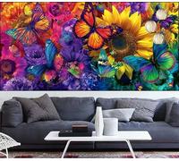 Diamond Painting Flor Diamond Painting niños Mariposa Pintura Diamante de Bordado para Principiantes,DIY Pintura de Diamantes Kit Completo Cristal Puzzle,Kit Punto Cruz Adultos,Decor 40x100cm VQ-1019