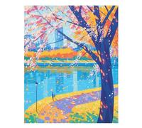 Diamond Painting Flores De Cerezo Diamond Art Dibujos con Diamantes 60x70 cm, Cuadro Pintura Diamante Kit Completo Punto de Cruz DIYMosaico Pintura por Numeros, Decoracion Pared Regalos Río Lq1074