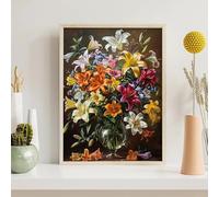 Diamond Painting Flores Dibujos con Diamantes Flor 5D DIY Diamond Painting Kit Completo Accesorios Cuadro Punto de Cruz Bordados Manualidades Adultos para Decoracion Hogar Pared 50x65CM PjY7037 N-1