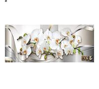 Diamond Painting Flores Orquideas 110x50 cm (interior 104x44 cm) Pintura por Números Orquídeas Pintura de Diamante Orquideas Mosaicos Manualidades Adultos kit Cristal Arte de Pared Decoración