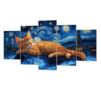 Diamond Painting Gato Abstracto, 5D Diamond Painting Kit Completo 5 Piezas, DIY Manualidades Adultos Cuadro Damantes, Punto de Cruz Kit Bordado, Cuadros Decoracion Salon Modernos 80x150cm P-d-2736