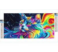 Diamond Painting Gato Diamond Painting Adultos Color 5D DIY Full Drill Pintura Diamante Manualidades Kit Completo, Mosaico de Diamantes Arte Kit para Niños, Decoracion Hogar Regalo 70x140cm G1-565