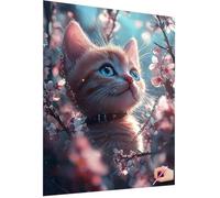 Diamond Painting Gato Diamond Painting Adultos Lindo Dibujos con Diamantes Kit 5D Pintura de Diamante Manualidades Adultos DIY Pintar con Diamantes Punto de Cruz para Decor Hogar Regalo 90x120cm C-25