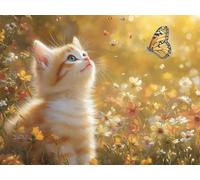 Diamond Painting Gato Diamond Painting Adultos, Pintura Diamante Mariposa Pintura de Diamantes 5D DIY bordado Punto de Cruz Manualidades para Adultos, Decoracion Hogar, Regalo 50 x 40 cm -lsy25010NU