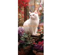 Diamond Painting Gato Diamond Painting Kit Completo XXL, 40x80 cm/15.7x31.4 In Pintura Diamante Flor Cuadros Diamantes 5D, DIY Puzzle Diamantes Diamond Art Artesanía para Decoración de la Pared Hogar