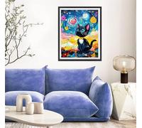 Diamond Painting Gato Pintura Diamante Cielo, DIY 5D Kit Completo de Pintura de Diamante para Adultos y Niños, Diamantes Cristal Artesanía para Decoración De Pared Del Hogar, Regalos 70x95cm s-8589