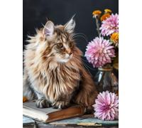 Diamond Painting Gato Pintura Diamante Niños, 5D Dibujos con Diamantes Manualidades Adultos, DIY Cristal Pintura Diamante Punto de Cruz, Regalo Mujer, Navidad Decoracion Hogar 50x70cm Libro Z1-224