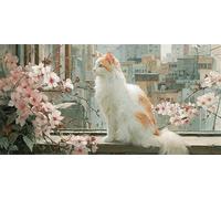 Diamond Painting, Gatos Manualidades Adultos Punto de Cruz Kit, Balcón 5D DIY Niños Principiantes Pintura de Diamante Art, Cristal Bordado Artesanías, para Decoración de Pared Del Hogar 70x140cm z-544