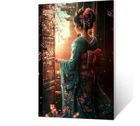 Diamond Painting Geisha, Pintar por Numeros con Diamantes Mujer, Manualidades Adultos Kit Bordado Principiantes Punto de Cruz, Cuadros Decoracion Salon Modernos, Dibujos con Diamantes 30 x 40cm Model2
