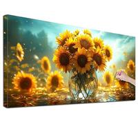 Diamond Painting Girasol 50x110 cm Diamond Painting Kit Completo, Dibujos con Diamantes para Manualidades Adultos, Flores Cuadro Diamante para Adultos, Pintura de Diamante para Decoracion Pared, H-24