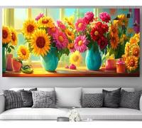 Diamond Painting Girasol Diamond Painting Adultos Flor DIY Grande Diamantes Artes Bordado Mosaicos Punto de Cruz Diamantes Pintura por Números Lona Cuadros Manualidades,Decoracin Hogar 70x140cm M-Y920