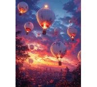 Diamond Painting Globo AerostáTico, DIY 5D Diamond Painting Kit Ciudad, 5D Pintura Diamante Cuadro Diamantes Kit Bordado DIY Full Drill Round Embroidery Kit per Decorazioni Pareti, 70x100cm A-5770