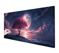 Diamond Painting Grande 100x40cm Diamond Painting Paisaje Kit Manualidades Adultos, Dibujos con Diamantes Punto de Cruz Kit, 5D DIY Pintura Diamante Luna Room Decor Regalos Originales para Mujer E-43